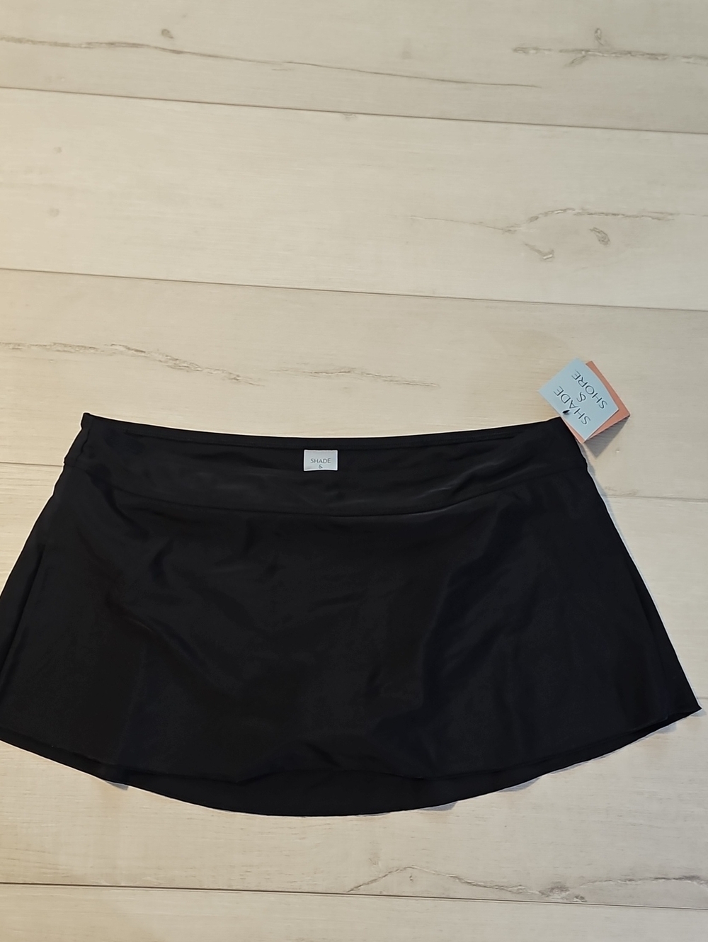Shade & Shore Women's XL Solid Black Swim Skirt with Built-In Briefs